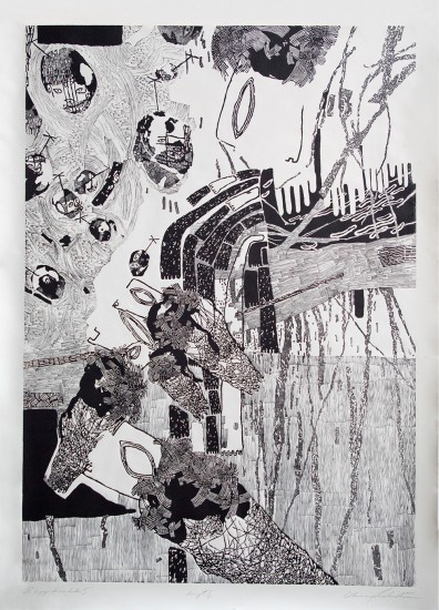 Po drugiej stronie lustra I | linoryt | 70x100 cm